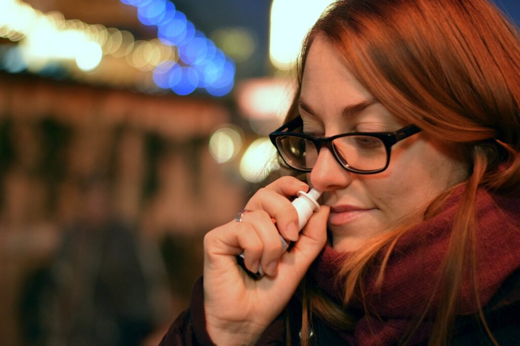 people, woman, adult, portrait, a, girl, young, face, human, lifestyle, nature, pleasure, cold, catch a cold, nasal spray, sniff, glasses, outdoors, christmas market, winter, scarf, hair, red, lights, nasal spray, nasal spray, nasal spray, nasal spray, nasal spray