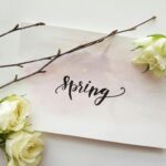 A delicate spring-themed card with elegant hand lettering and white roses for a romantic touch.